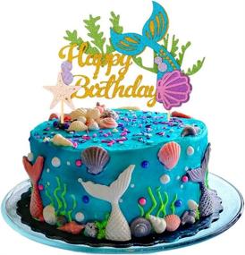 img 3 attached to 🧜 Splendid SAKOLLA Glitter Mermaid Birthday Cake Topper for Under The Sea Themed Celebrations