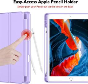 img 3 attached to 📱 iMieet iPad 9th Gen Case 2021 | iPad 8th Gen Case 2020 | iPad 7th Gen Case - Pencil Holder, Baby Skin Silicone Back, Auto Wake/Sleep (Clove Purple)