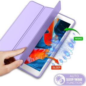 img 2 attached to 📱 iMieet iPad 9th Gen Case 2021 | iPad 8th Gen Case 2020 | iPad 7th Gen Case - Pencil Holder, Baby Skin Silicone Back, Auto Wake/Sleep (Clove Purple)