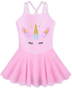 img 4 attached to ZNYUNE Active Skirted Camisole Leotard Gymnastics Apparel for Girls