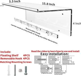 img 3 attached to 📚 Enhance Your Room with a Clear Set of 4 Acrylic Floating Shelves by Cq Acrylic - Perfect for Funko Pop Displays, Hanging Bookshelf, and Office Decor