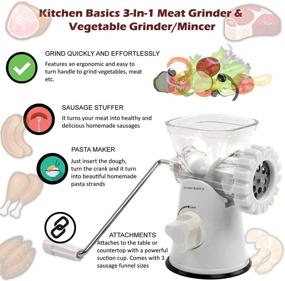 img 2 attached to Versatile 3-in-1 Manual Meat and Vegetable Grinder Mincer with 🔪 3-Size Sausage Stuffer & Pasta Maker Bowl Included - Kitchen Essentials