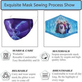 img 2 attached to YUESUO Kids Reusable Clothing Face Masks: 3D Blue Cute Designer Fro.Zen Masks with Nose Wire for Boys and Girls