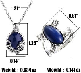 img 1 attached to 💍 US Size 6-11: 2 Pcs Elena & Katherine Sapphire Crystal Vampire Diaries Daylight Ring and Daywalking Necklace