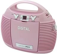🎶 hannlomax hx-327cd pink portable cd player with am/fm radio, aux-in, dual ac/dc power source logo