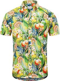 img 3 attached to 🌺 EUOW Men's Hawaiian Shirt - Short-Sleeved Printed Button Down Summer Beach Dress Shirts