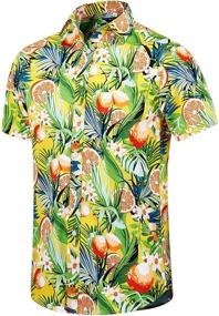 img 4 attached to 🌺 EUOW Men's Hawaiian Shirt - Short-Sleeved Printed Button Down Summer Beach Dress Shirts