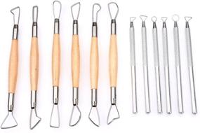 img 1 attached to Enhance Your Pottery and Clay Sculpting with Meuxan Ceramic Tool Kit: Set of 12 Premium Pottery & Clay Ribbon Sculpting Tools