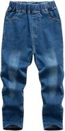 👖 kid's denim jeans with elastic waistband - wiyoshy - 3-12 years logo