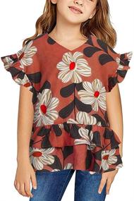 img 4 attached to 👚 Girls' Clothing: Summer Ruffle Sleeve Blouses - Shirts