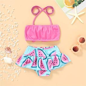 img 2 attached to Adorable Toddler Baby Girl Swimwear with Bowknot Stripe Design - 2Pcs Bikini Set Summer Outfits for Bathing Suit