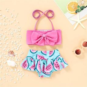 img 3 attached to Adorable Toddler Baby Girl Swimwear with Bowknot Stripe Design - 2Pcs Bikini Set Summer Outfits for Bathing Suit