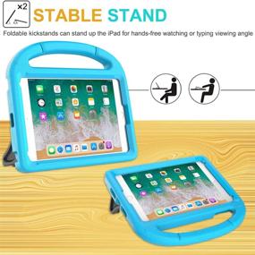 img 2 attached to MOXOTEK Kids Case for iPad Mini 5/4/3/2/1: Durable Shockproof Protective Handle Stand Bumper Cover with Screen Protector - Blue