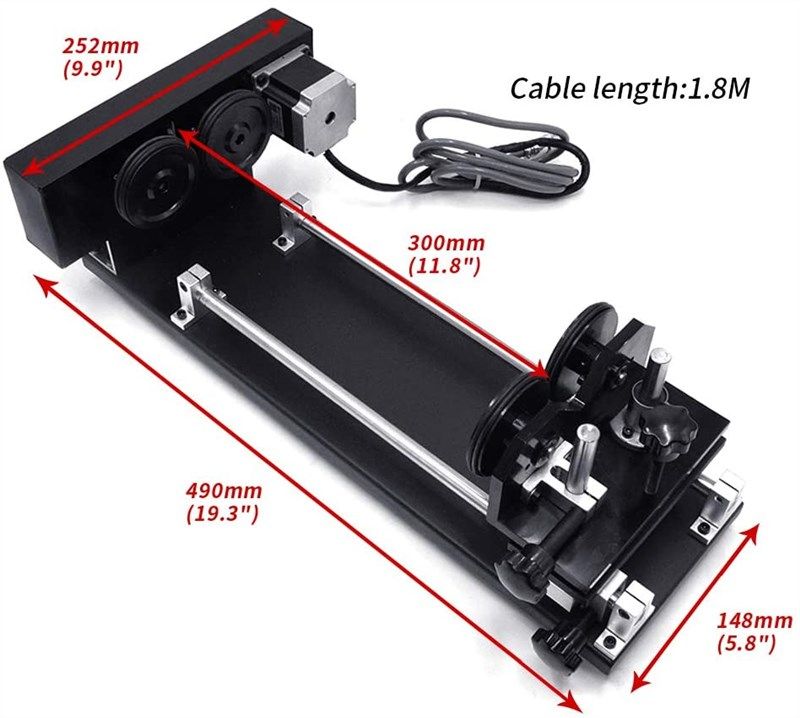 Rotary Axis Attachment, 4 Wheels Router Laser Rotary Attachment with  2-Phase Stepper Motor for CO2 Rotate Engraving Machine