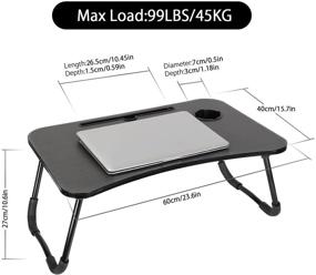 img 1 attached to 📚 Foldable Laptop Desk with Cup Slot - Astoryou Portable Notebook Stand and Reading Holder for Breakfast, Book Reading, and Movie Watching on Bed, Couch, or Sofa - Black
