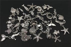 img 4 attached to Yansanido 40pcs Alloy Antique Silver Ocean Fish & Sea Creatures Charms Pendants for Bracelet and Necklace Making: A Cute Mix!