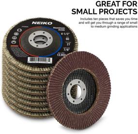 img 1 attached to 10Pc NEIKO 11108A Sanding Discs with 80 Grit Aluminum 🪚 Oxide Abrasive Wheel, Flat Type #27, 4.5''x7/8-Inch Flap Disc for Effective Grinding