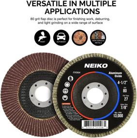 img 2 attached to 10Pc NEIKO 11108A Sanding Discs with 80 Grit Aluminum 🪚 Oxide Abrasive Wheel, Flat Type #27, 4.5''x7/8-Inch Flap Disc for Effective Grinding