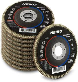 img 4 attached to 10Pc NEIKO 11108A Sanding Discs with 80 Grit Aluminum 🪚 Oxide Abrasive Wheel, Flat Type #27, 4.5''x7/8-Inch Flap Disc for Effective Grinding