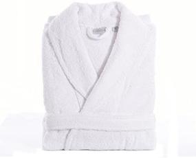 img 1 attached to 🛀 Large/XL Unisex Terry Cloth Bathrobe in White - Premium 100% Turkish Cotton by Linum Home Textiles
