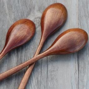 img 1 attached to 🥢 ADLORYEA Wooden Spoons Set of 6 - 9 Inch Wood Soup Spoons for Eating, Mixing, and Stirring - Long Handle Spoon with Japanese Style Kitchen Utensil - Eco Friendly Table Spoon