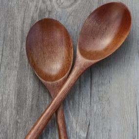 img 2 attached to 🥢 ADLORYEA Wooden Spoons Set of 6 - 9 Inch Wood Soup Spoons for Eating, Mixing, and Stirring - Long Handle Spoon with Japanese Style Kitchen Utensil - Eco Friendly Table Spoon