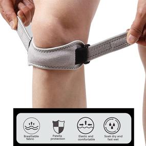 img 3 attached to Adjustable Knee Brace Sports Kneepad Pain Relief Support Wraps Strap Protector Basketball Pads For Running (Grey 2 Pack)