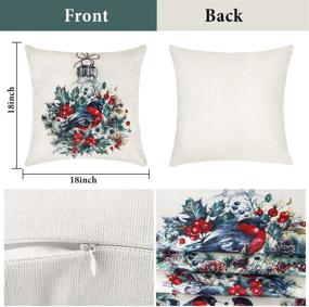 img 3 attached to 🎄 Set of 4 Christmas Pillow Covers 18x18 - Holiday Decorative Outdoor Pillows, Merry Christmas Bird Farmhouse Throw Pillow Cases - Winter Christmas Decorations