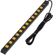 crst heavy duty surge protector power strip: 12-outlet, 15ft cord, wide spaced, mounting brackets, 15a breaker, 1800 joules logo