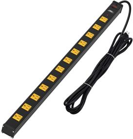 img 4 attached to CRST Heavy Duty Surge Protector Power Strip: 12-Outlet, 15ft Cord, Wide Spaced, Mounting Brackets, 15A Breaker, 1800 Joules