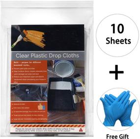 img 3 attached to 🎨 10 Piece Painter Plastic Drop Cloths Sheet: Waterproof Anti-dust Furniture Cover | 9x12 Feet Disposable Tarp for Couch and Furniture Painting