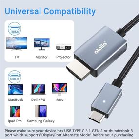 img 3 attached to 🔌 Кабель Atolla USB C длиной 6 футов с разъемом HDMI - переходник Type C к HDMI для iPad Pro, MacBook, Samsung Galaxy, Surface Pro - совместим с Thunderbolt 3.