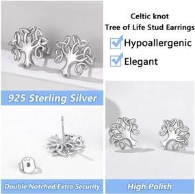 img 1 attached to 🔶 S925 Sterling Silver Celtic Knot Earrings for Women, Vintage Triquetra Ear Studs, Delicate Irish Dangle Earrings for Girls - Silvora