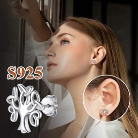 img 3 attached to 🔶 S925 Sterling Silver Celtic Knot Earrings for Women, Vintage Triquetra Ear Studs, Delicate Irish Dangle Earrings for Girls - Silvora