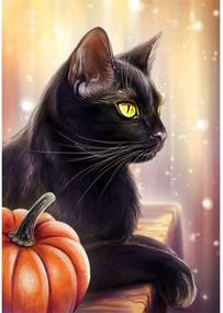 img 4 attached to AIRDEA 5D Full Drill DIY Square Diamond Painting Kit - Halloween Black Cat Pumpkin Decorations Embroidery Cross Stitch Arts Craft Canvas Wall Decor - 30x40 cm