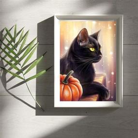img 3 attached to AIRDEA 5D Full Drill DIY Square Diamond Painting Kit - Halloween Black Cat Pumpkin Decorations Embroidery Cross Stitch Arts Craft Canvas Wall Decor - 30x40 cm