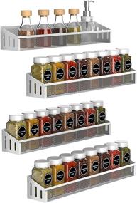 img 4 attached to 🌶️ Auledio 4 Pack Kitchen Counter-top or Wall Mount Spice Rack Jars Storage Organizer: Stylish and Space-saving Solution in Sliver