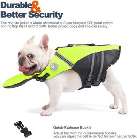 img 1 attached to 🐶 Optimized French Bulldog Life Jacket - Pet Life Vest with Handle & Reflective Design for Swim, Pool, Beach, Boating