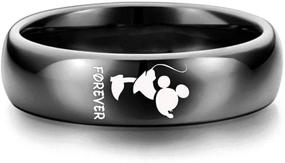 img 2 attached to Обручальное кольцо Mickey Mouse Kiss Forever Together Promise Wedding Band: XAHH Комплект парных колец из титановой стали, черного цвета, для него и для нее