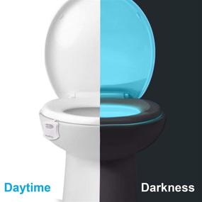 img 2 attached to 🚽 HeyMate Toilet Light Motion Sensor - 2 Pack LED Toilet Bowl Light with 8-Color Changing Night Light for Bathroom (Batteries Not Included)