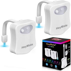 img 4 attached to 🚽 HeyMate Toilet Light Motion Sensor - 2 Pack LED Toilet Bowl Light with 8-Color Changing Night Light for Bathroom (Batteries Not Included)