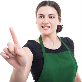img 1 attached to 👩 LOYHUANG 6PCS Green Plain Color Bib Apron for Adult Women Unisex with 2 Front Pockets – Durable, Comfortable, Washable Aprons for Chef, Cooking, Baking, Kitchen, Restaurant, Crafting