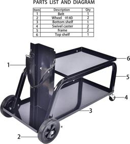 img 3 attached to 🛒 Universal MIG Welding Cart - Convenient Rolling Welding Cart with Wheels for TIG MIG Welders, Supports up to 110 lbs Capacity, Sleek Black Design