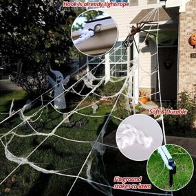 img 1 attached to 🕷️ Ocato 200-Inch Halloween Spider Web + 59-Inch Giant Spider Decorations - Fake Spider with Triangular Huge Spider Web for Indoor/Outdoor Halloween Decorations - Yard, Home, Costumes, Parties, Haunted House Décor