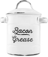 🐖 auldhome white enamelware grease container: farmhouse style bacon grease can with strainer – keto-friendly solution logo