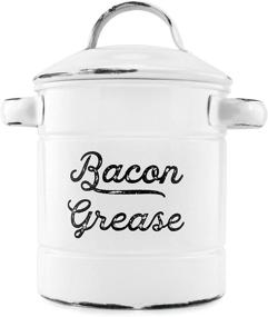 img 4 attached to 🐖 AuldHome White Enamelware Grease Container: Farmhouse Style Bacon Grease Can with Strainer – Keto-Friendly Solution