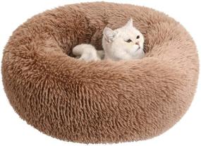 img 4 attached to 🍩 BAROMGA Plush Donut Dog Bed: Cozy, Washable Cushion for Deep Sleep - Cat & Dog Cuddler Pillow