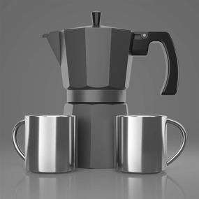 img 1 attached to ☕ Кофейник Coffee Gator Moka Pot: Кофеварка на плите с 2 нержавеющими стальными чашами объемом 3 унции. Вместимость для заваривания 6 чашек (12 унций)