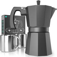 ☕ кофейник coffee gator moka pot: кофеварка на плите с 2 нержавеющими стальными чашами объемом 3 унции. вместимость для заваривания 6 чашек (12 унций) логотип