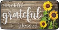 🌻 fall washable sunflower kitchen rug: thankful, grateful, blessed mat for non-slip comfort and farmhouse decor logo